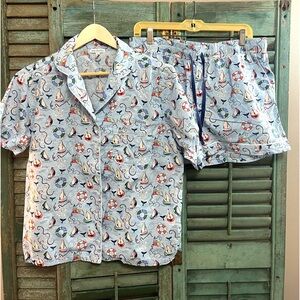 Vera Bradley pajamas short set sailboats cotton size large